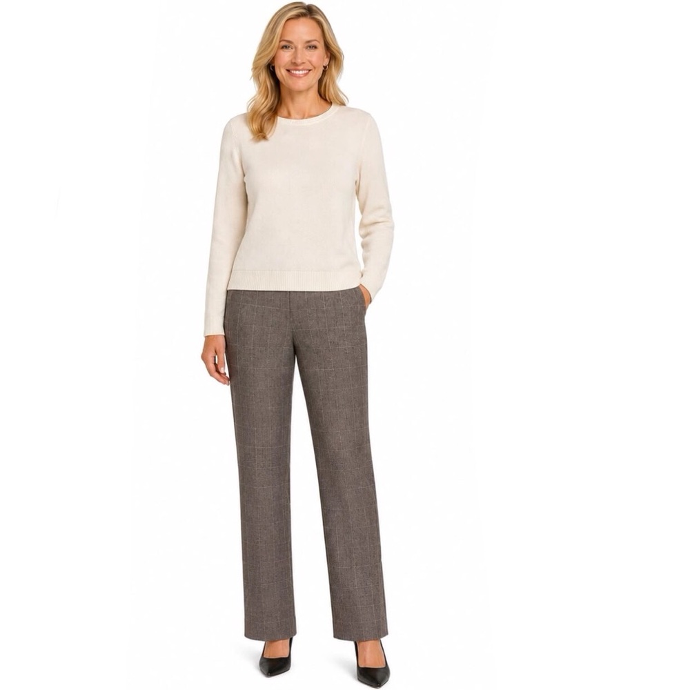 Liz Claiborne Suiting Style Trouser Pants Size Zip Brown Plaid Size 12